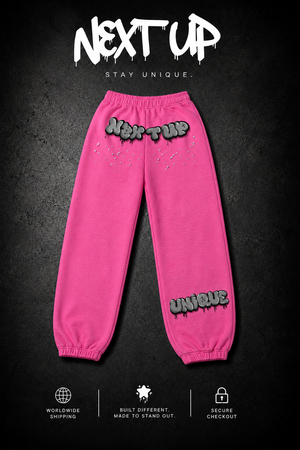 N3XT UP/UNIQUE SWEAT PANTS - PINK